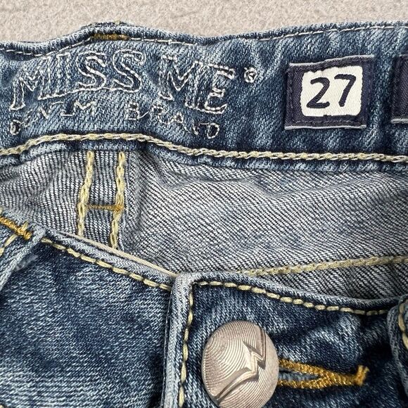 Miss Me Sunny Skinny Jeans Women’s 27x29 Blue Denim Low Rise Distressed - Picture 9 of 16